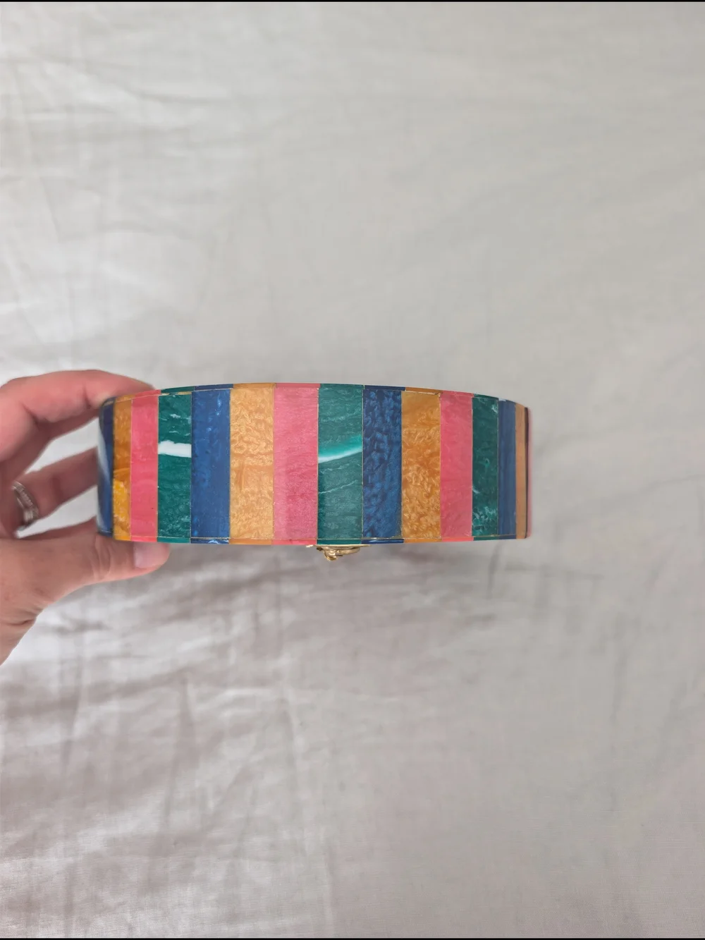 Ramla Handmade Resin Mosaic Sunburst Clutch Bag Round Multi Color Art Deco